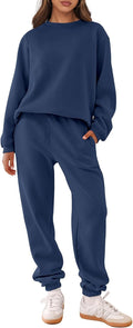 Women's Two Piece Sweatsuit Lounge Set - Cozy Crewneck Tracksuit