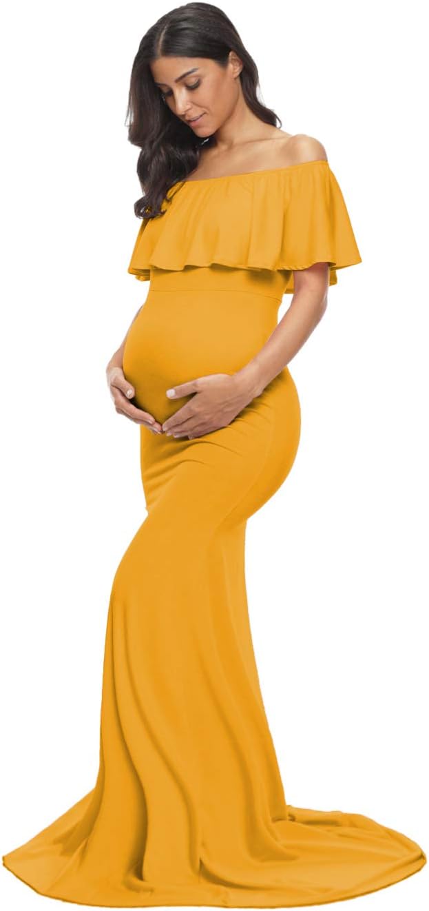 Elegant Off Shoulder Maternity Dress for Stunning Photoshoots