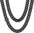 Stainless Steel Mens Cuban Link Chain - Durable 18K Gold/Black Men's