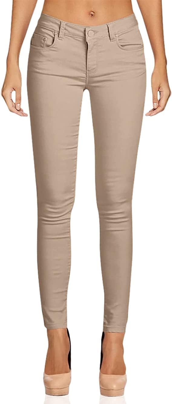 2LUV Women's Stretchy 5 Pocket Skinny Color Pants for All Ages