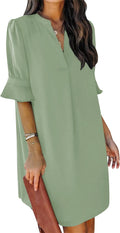 Summer Dresses for Women V Neck Ruffle Short Sleeve - Casual Shift