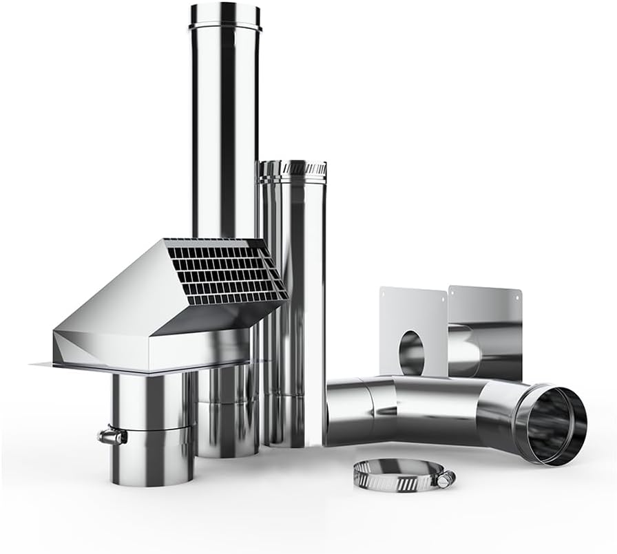 Camplux 3 Stainless Steel Vent Pipe Kit - Efficient Indoor Installation