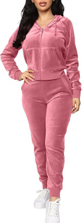 Velour Tracksuit Set Womens Full Zip Hoodie and Jogger - Cozy Fit
