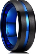 Tungsten Rings for Men Two Tone Grooved Mens Wedding Band - Durable