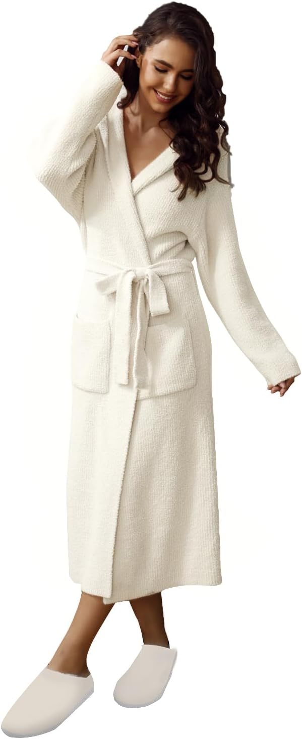 Ultra Soft Calf-Length Robe with Pockets for Women