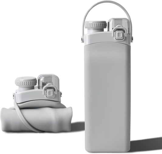 20oz Portable Collapsible Water Bottle - Leak-Proof with Straw - Ideal for Travel