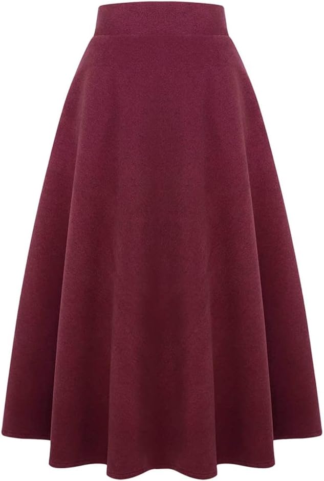 Long Plaid Wool Skirt for Womens Winter Fall Warm A Line