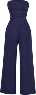 Women's Casual Summer Strapless Jumpsuit - Versatile Wide Leg Romper