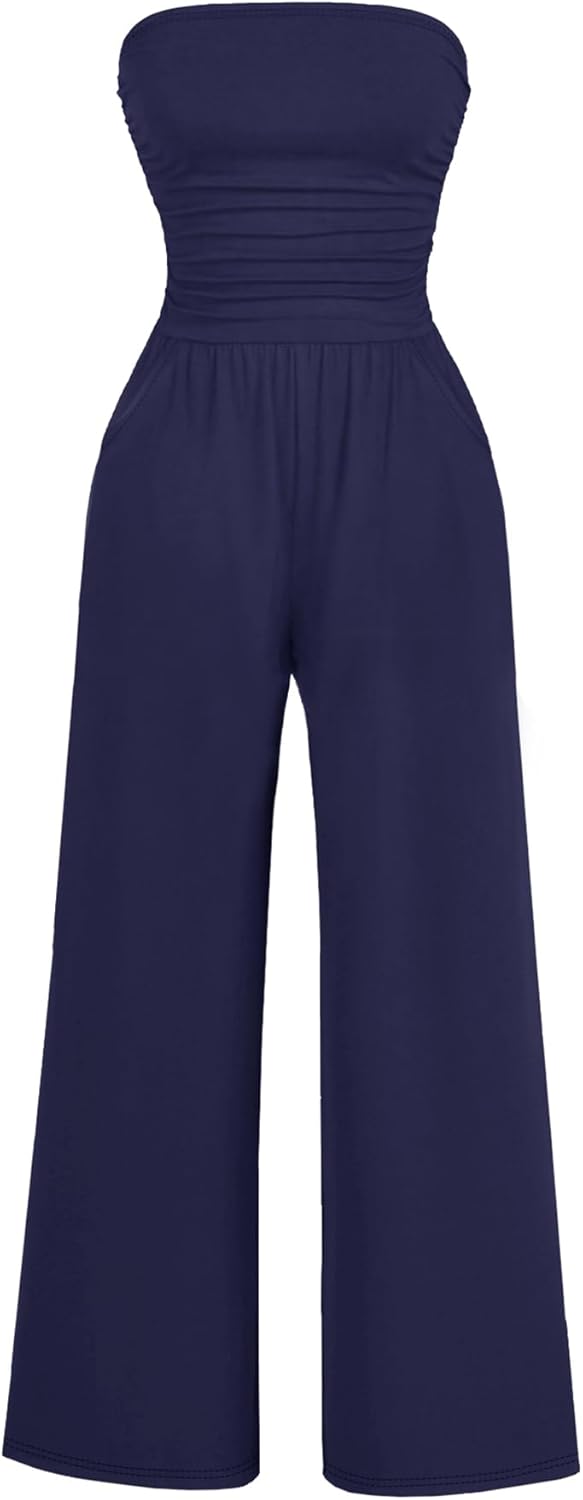 AUXDIO Women's Casual Summer Strapless Jumpsuit for All Occasions