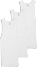 Men's 100% Cotton Tall A-Shirt Tank 3 Pack - Fitted Stay-Tucked