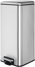 8 Gallon Square Trash Can with Soft Close Lid - Quiet, Hands-Free Bin