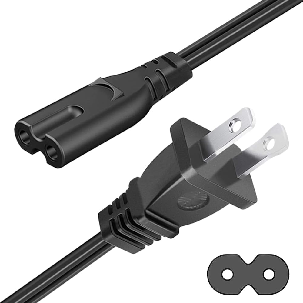 6FT 2 Prong Power Cord: Universal Compatibility