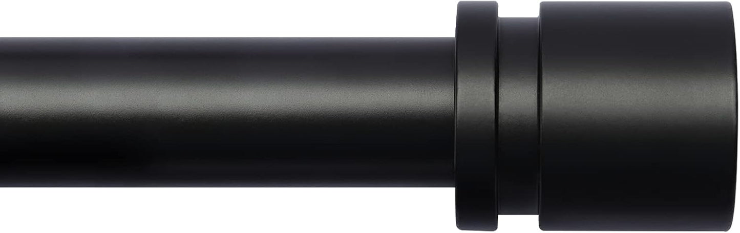 Adjustable Black Curtain Rod 16-144 Inches, 1 Inch Diameter