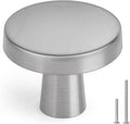 Brushed Nickel Cabinet Knobs 25 Pack - Solid Zinc Alloy Round Handles