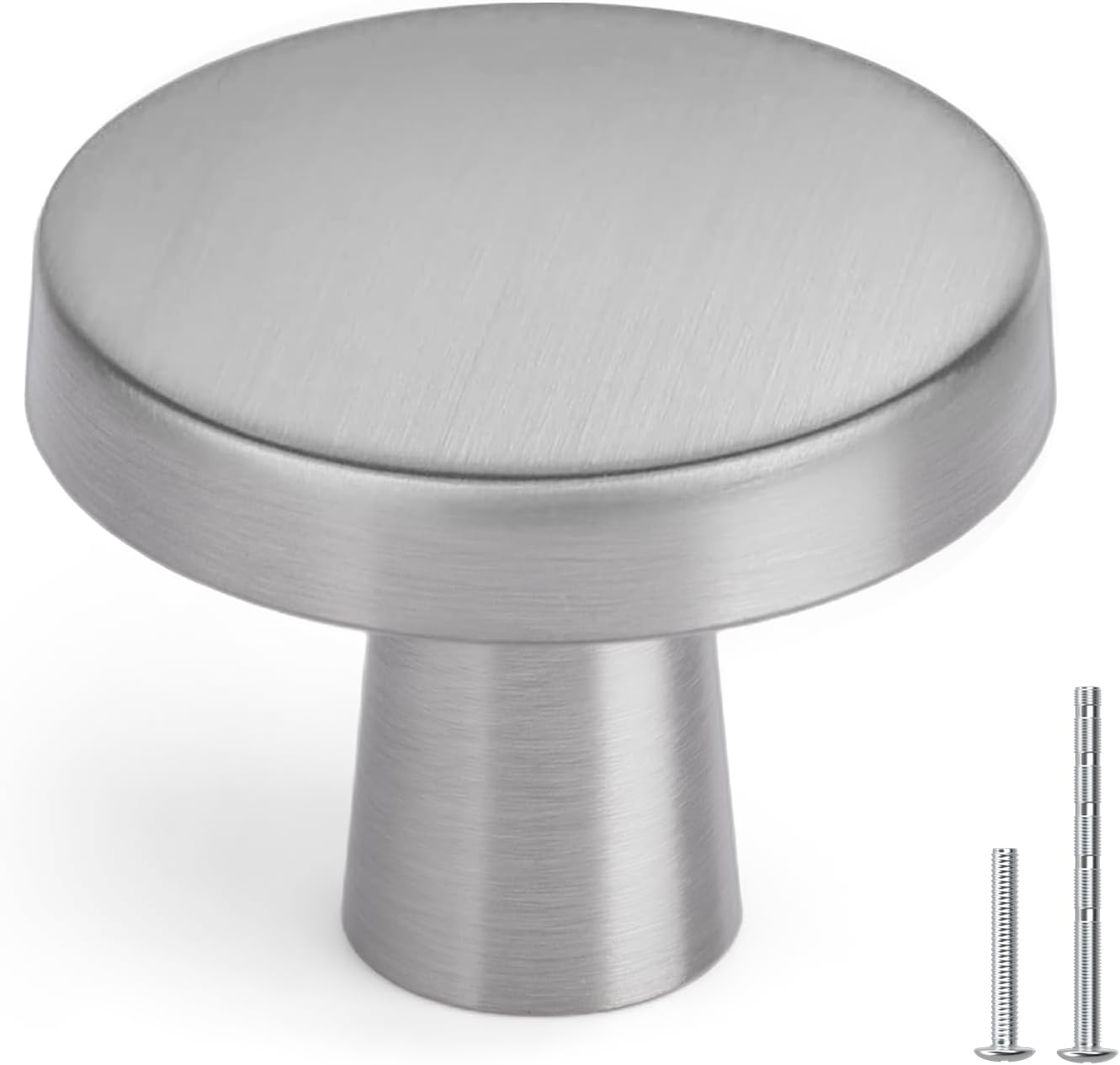 Brushed Nickel Cabinet Knobs - 25 Pack Round Kitchen Handles