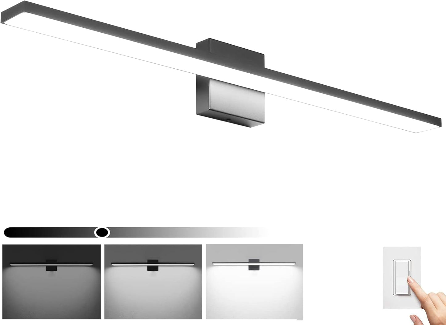 Dimmable Modern LED Black Vanity Light for Bathroom 31.5in