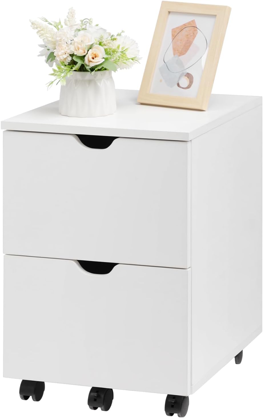 HollyHOME White Rolling 2-Drawer Cabinet
