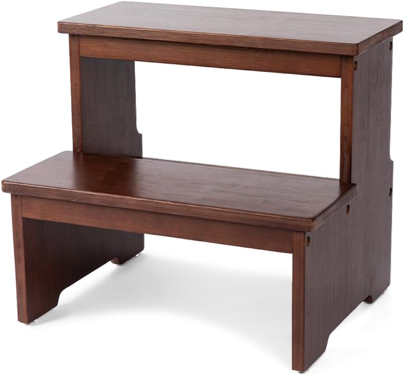 StrongTek Bamboo Two Step Stool for Adults and Kids, Heavy Duty