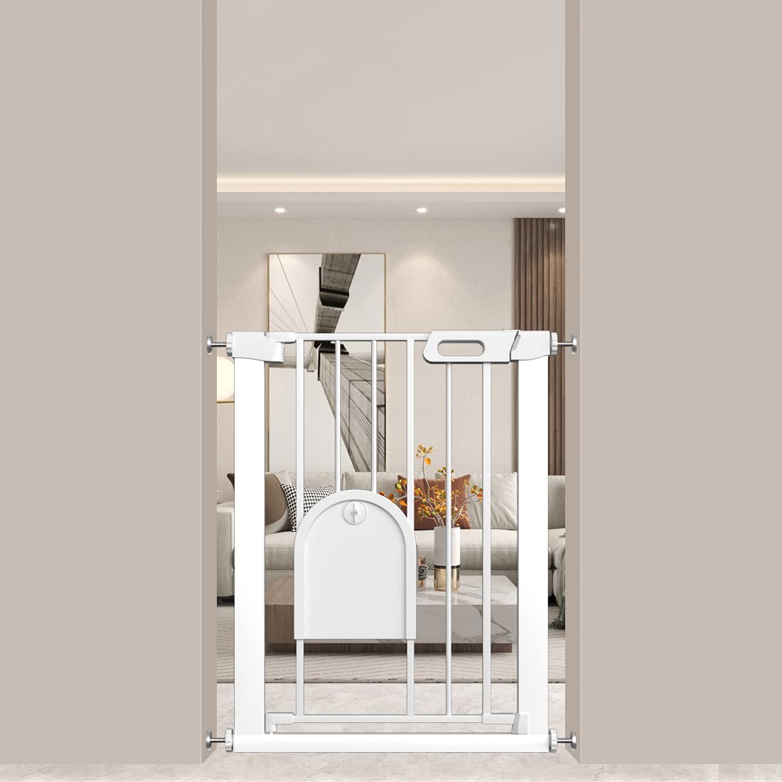 Fairy Baby Narrow Baby Gate with Cat Door - Pet-Friendly Safety Solution