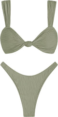 Cheeky High Cut Ribbed Bikini Set - Flattering, Textured Thong