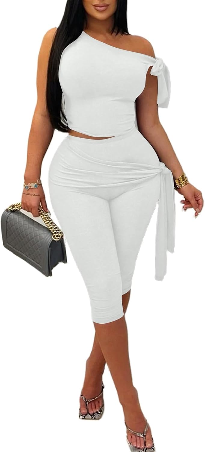 Stylish Women's 2 Piece Outfits with Sexy Sleeveless Crop Top