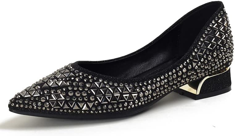 Rhinestone Pointed Head Ballet Flats for Women - Comfortable Style