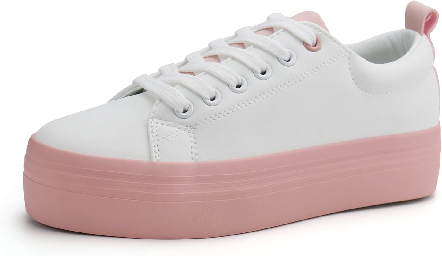 JABASIC Women Lace Up Platform Sneakers for Stylish Comfort