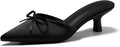Coutgo Womens Kitten Heels Mules with Bow Satin Pumps - Elegant