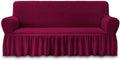 Sofa Slipcover Red Sofa Cover 3-Seater Wine Red - Easy Fitted