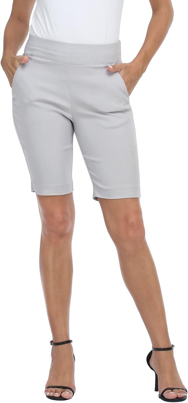 HDE Women's Pull On Bermuda Shorts with Pockets for Summer