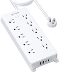 TROND Power Strip Surge Protector 10 Outlets & 4 USB - 4000J