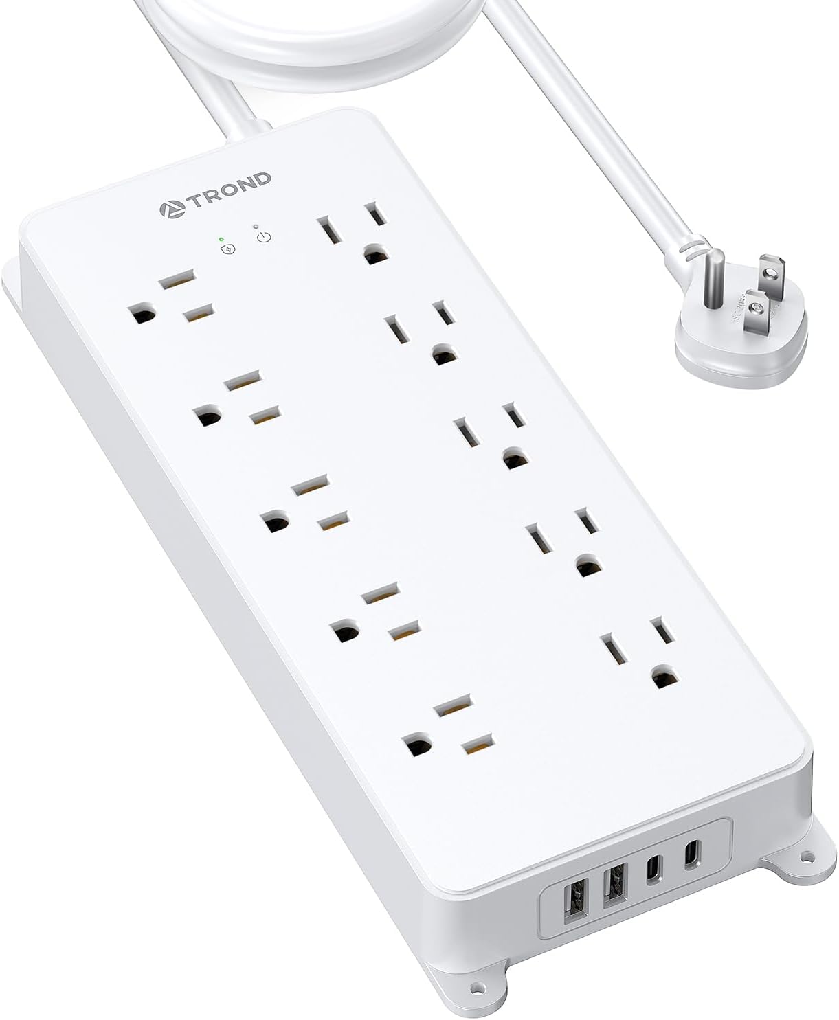 TROND Power Strip Surge Protector with 10 Outlets and USB Ports