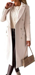 Womens Long Wool Coat Double Breasted Trench Coat - Warm Overcoat