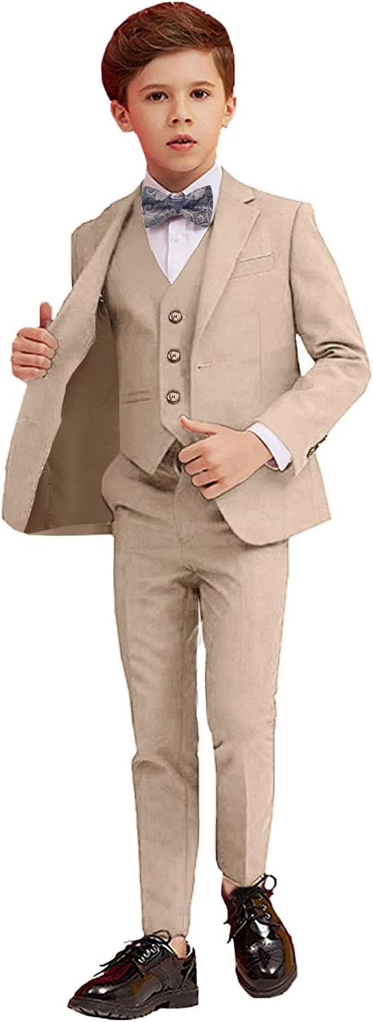 Boy Suits 5 Piece Slim Fit Suit for Kids Formal Wedding Outfit
