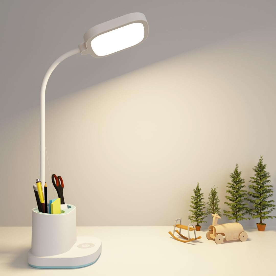 3 Light Modes LED Desk Lamp with Pen Holder - College Dorm Essential