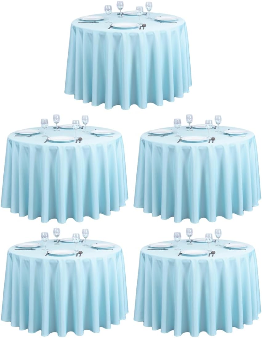 108 Inch Round Tablecloths in Baby Blue for Elegant Events