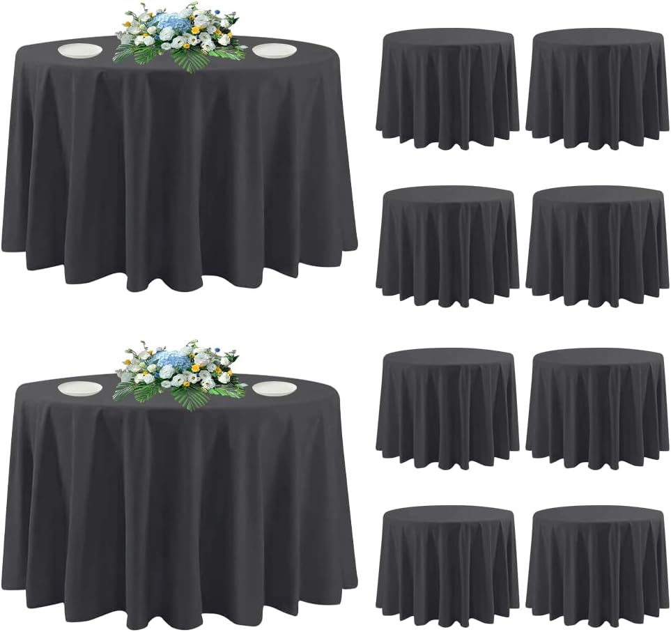 10 Pack Round Tablecloth Black 120 Inch for Elegant Events