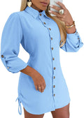 CHICME Women Shirt Dress 2025 Long Sleeve Button Down Mini - Casual