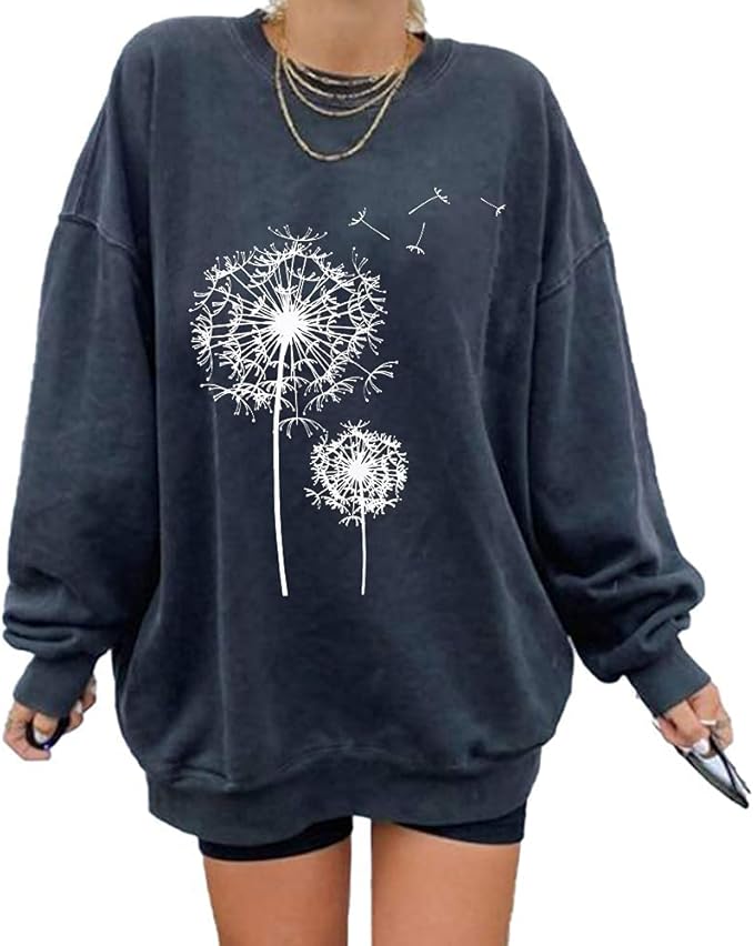 Langwyqu Womens' Oversized Crewneck Long Sleeve Casual Pullover