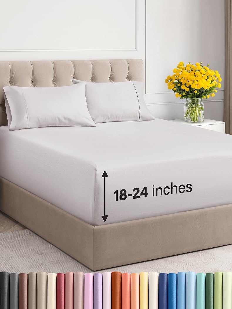 Extra Deep Twin Sheet Set - Breathable & Cooling 4 Piece Set