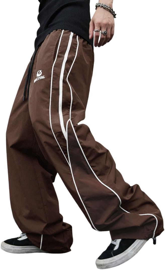 ZAFUL Mens Baggy Pants Y2K Contrast Piping Sweatpants Style