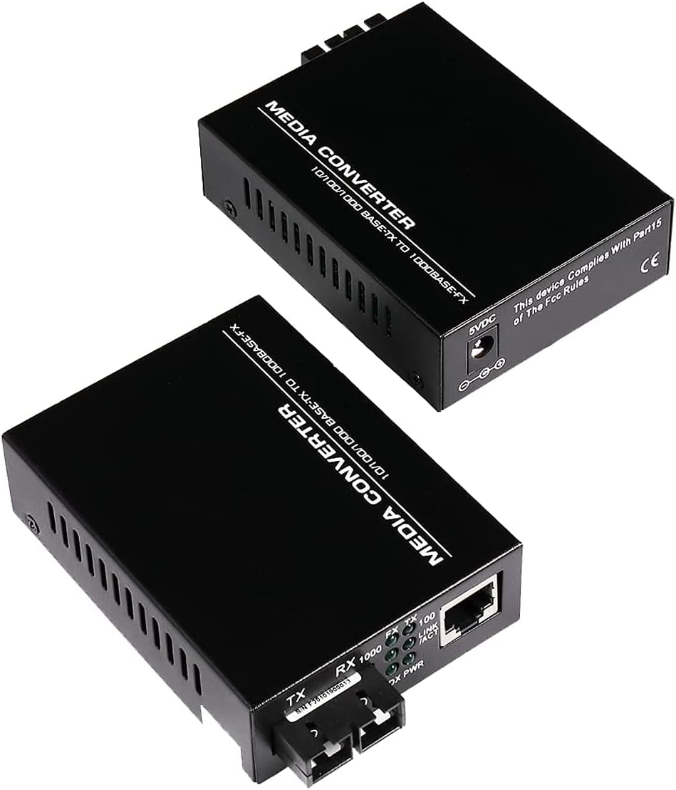 Multi-Mode Dual SC Fiber Gigabit Ethernet Media Converter Pair