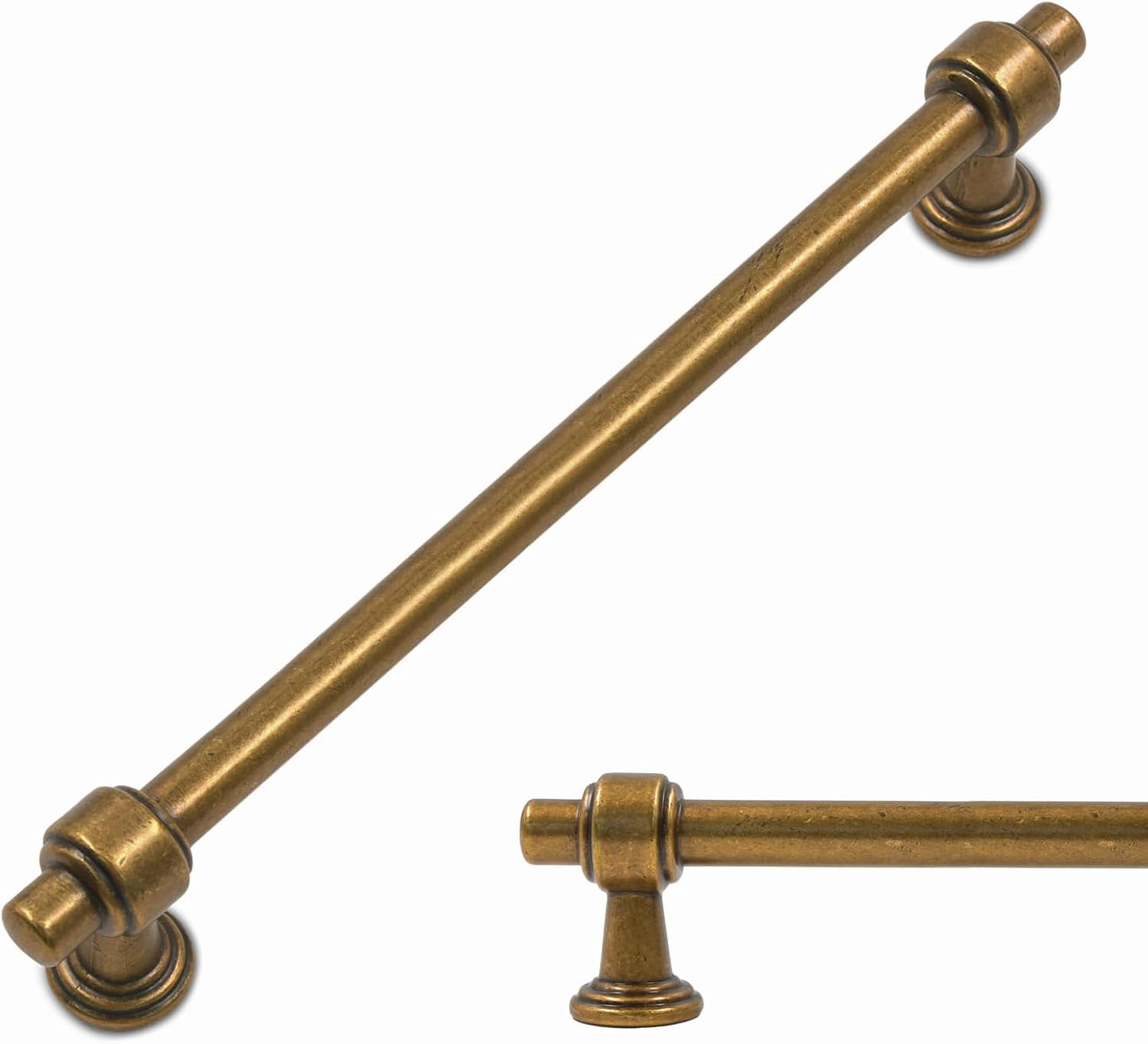 Antique Brass Cabinet Pulls - 10 Pack 6.3 Inch Drawer Handles