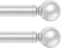 Silver Curtain Rods 2 Pack 36-88 in Adjustable Small Window Rods