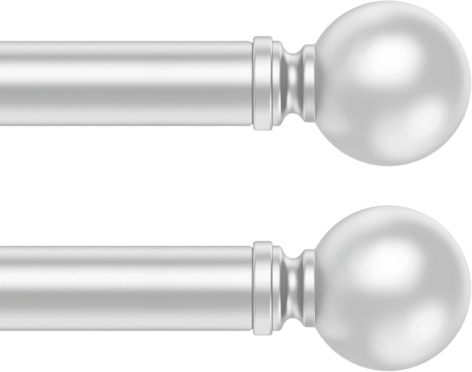Hei!Dear 2 Pack Silver Curtain Rods for Windows 48 to 84 in