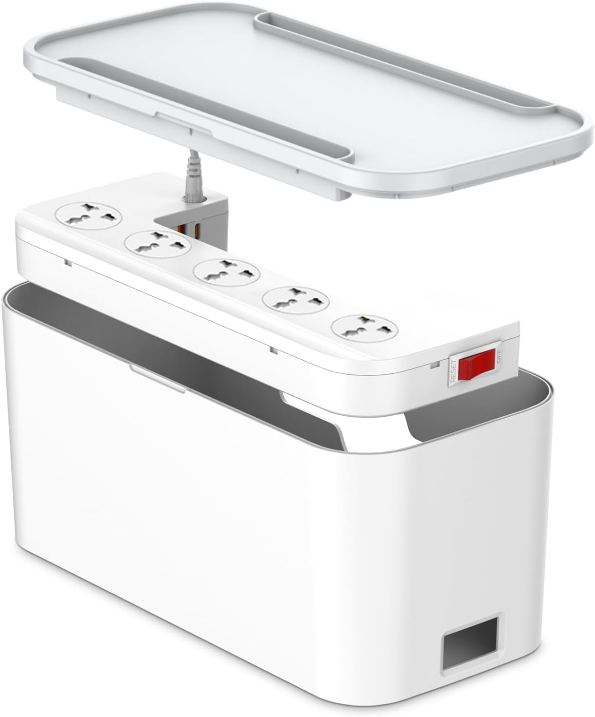 Cruxer Power Strip: 5 Outlets, 3 USB Ports, Tablet Stand