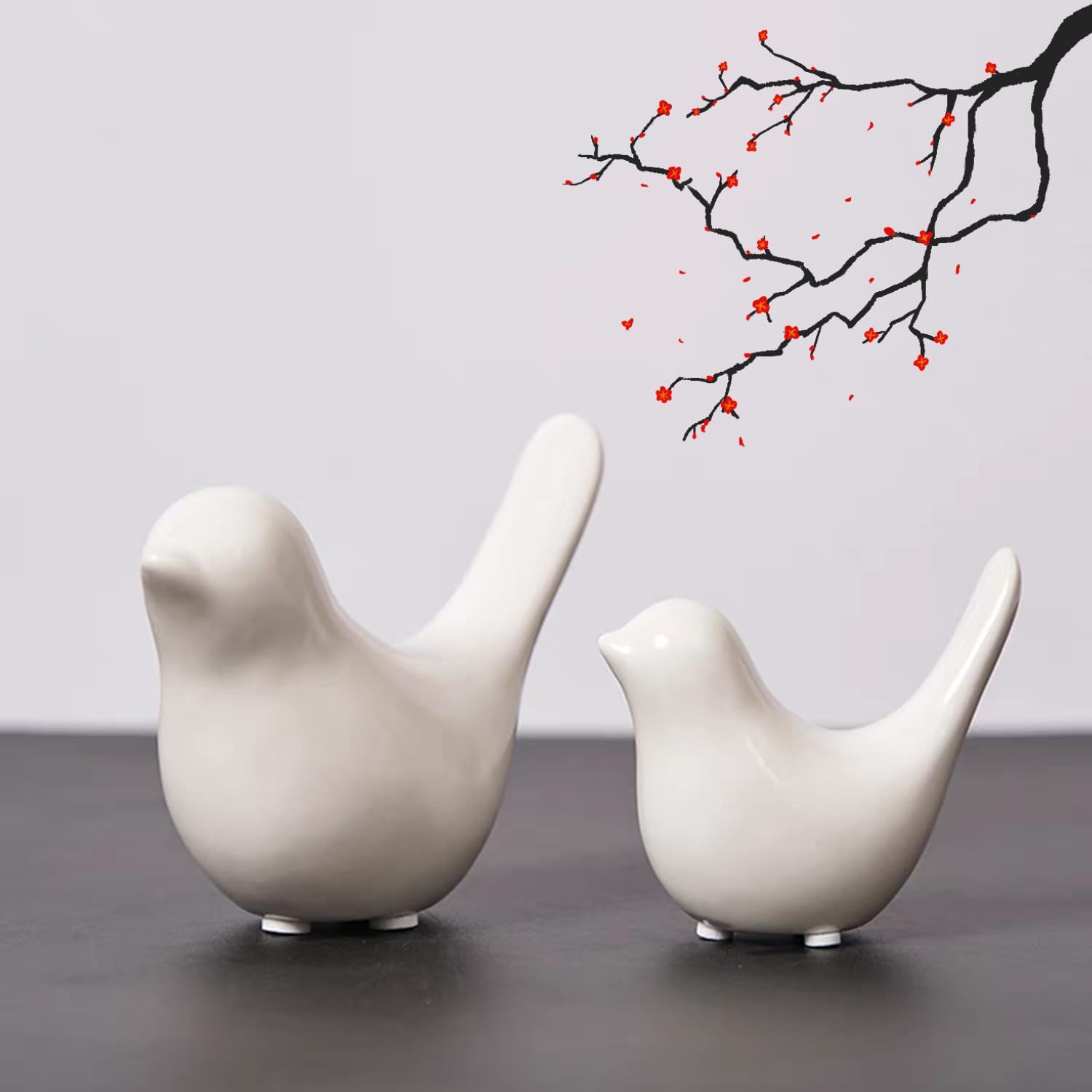 Modern White Bird Statues - Stylish Decor Duo!