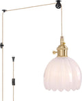 Mini Plug in Pendant Light with White Tulip Glass Shade - Warm Compact