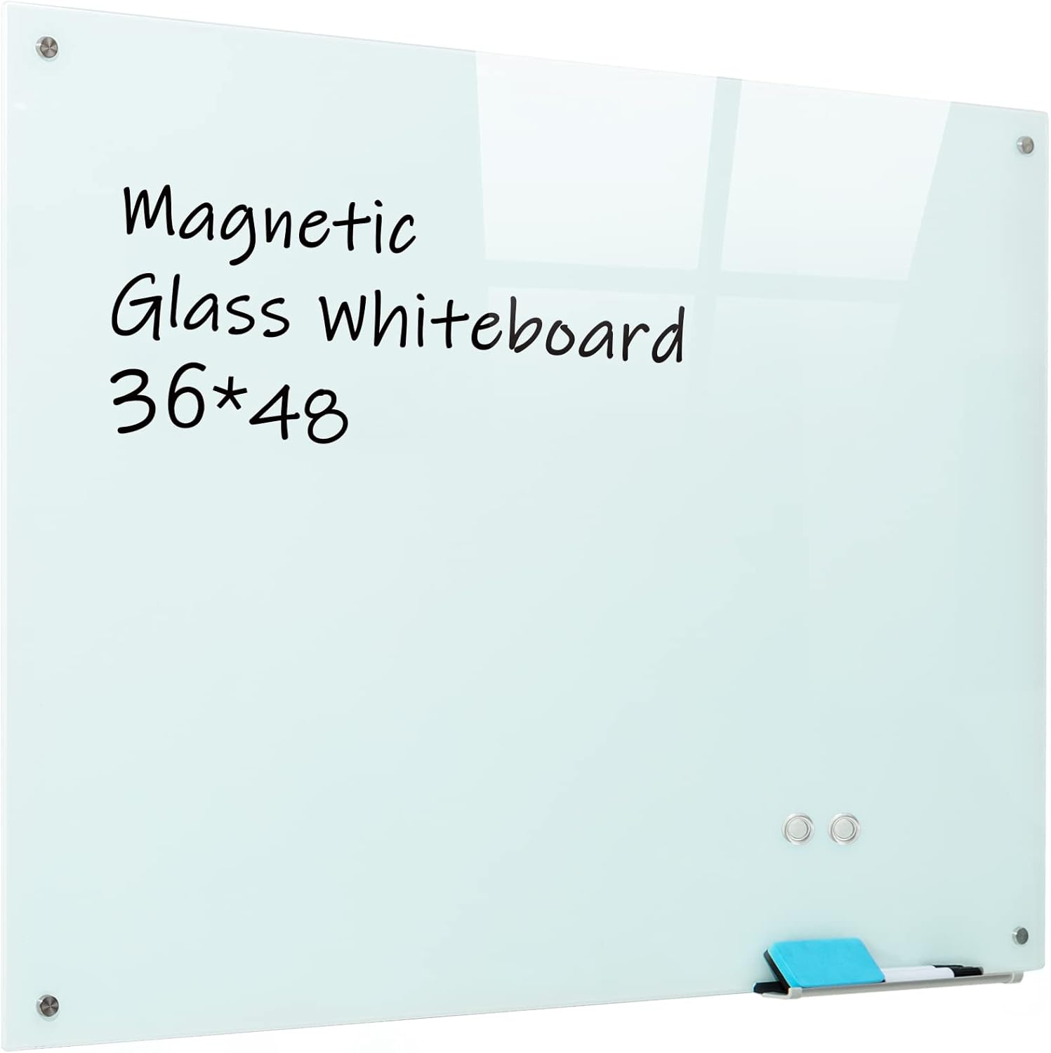 Magnetic Glass Whiteboard 36x48in Frameless Dry Erase Board