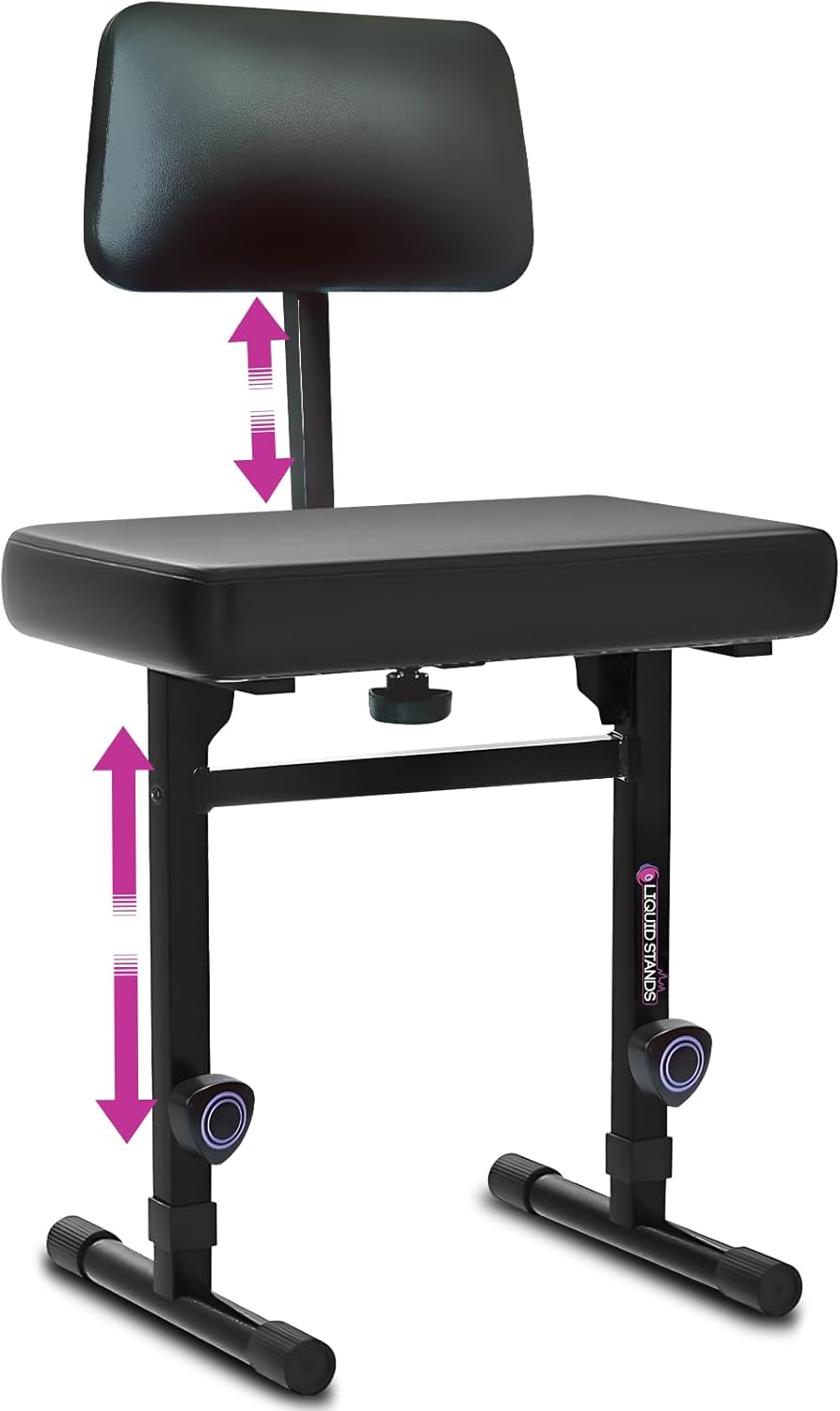Adjustable Piano Bench with Backrest - Comfy Black Cushion